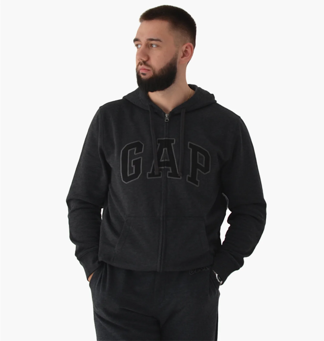 Толстовка чоловіча Gap Logo Zip Hoodie Grey 218871801