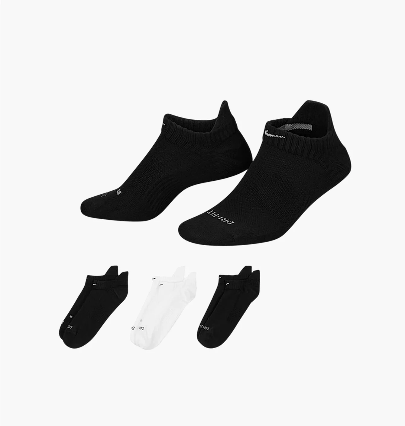 Шкарпетки жіночі Nike Dri-Fit No-Show Black/White (3 пари) SX4492-901