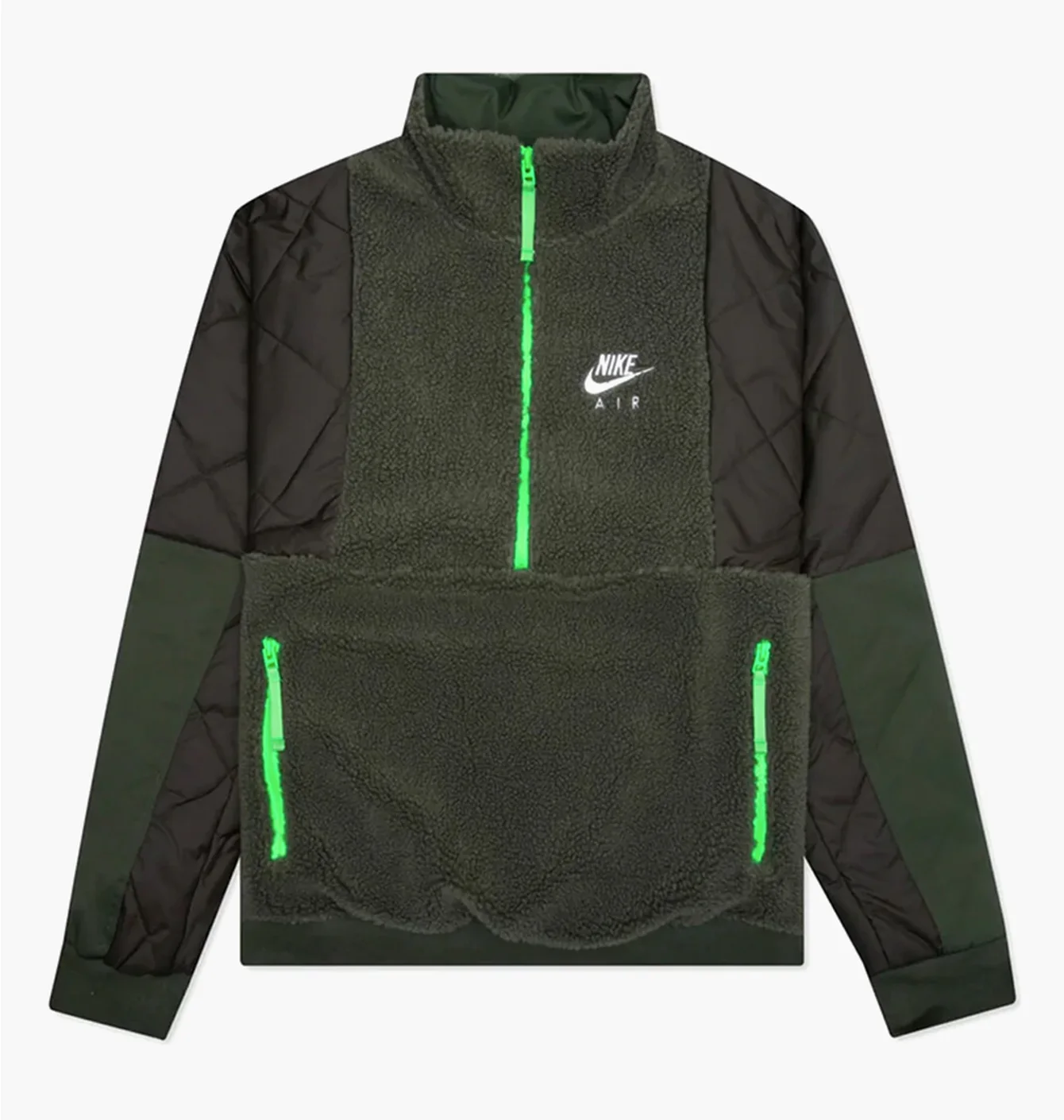 Nike Air Winter uarter-zip paneled sherpa fleece in khaki
