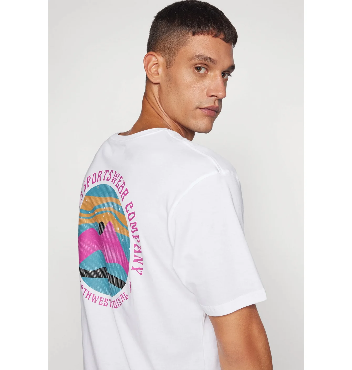 Columbia Rollingwood back print T-shirt in white