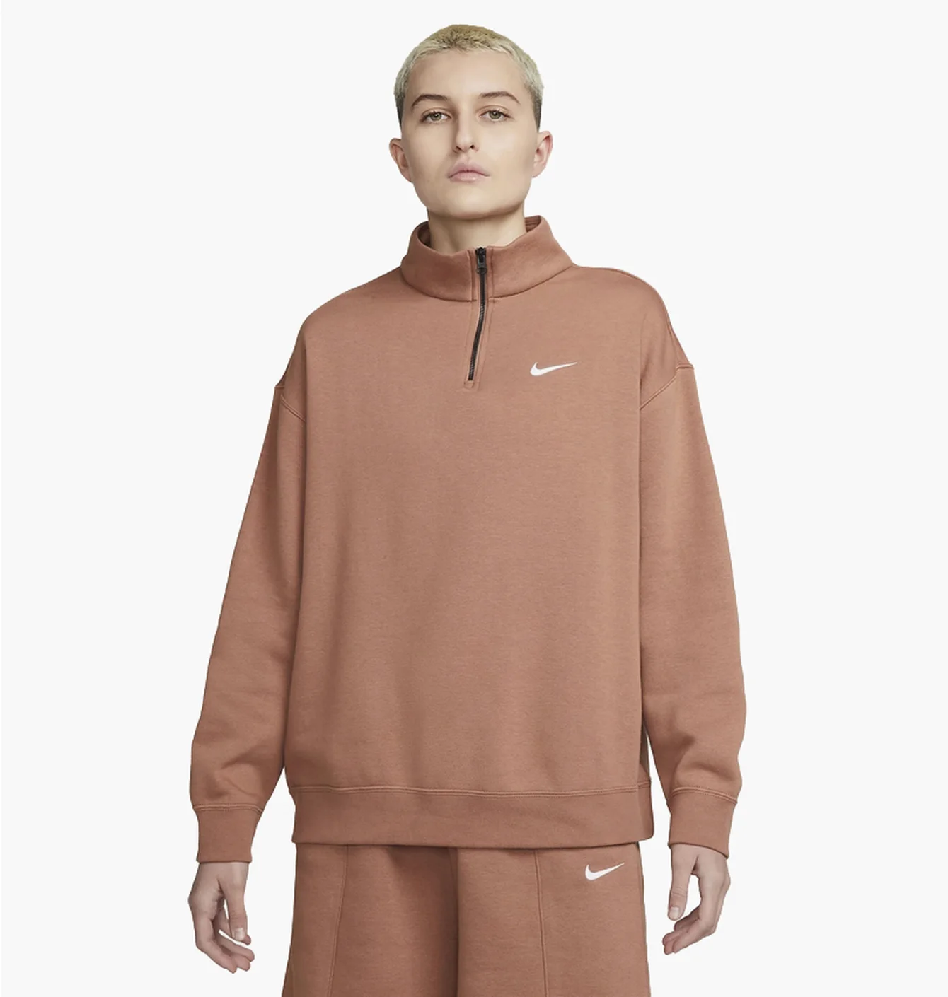 Світшот жіночий Nike Womens 1/4-Zip Fleece Brown Dc5424-215