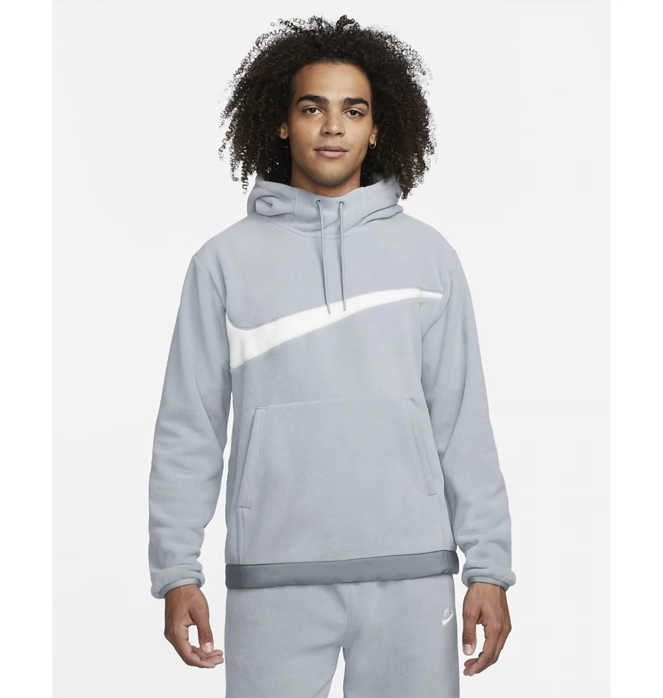 Худі Nike Sportswear Sherpa Swoosh Pullover (сіре)