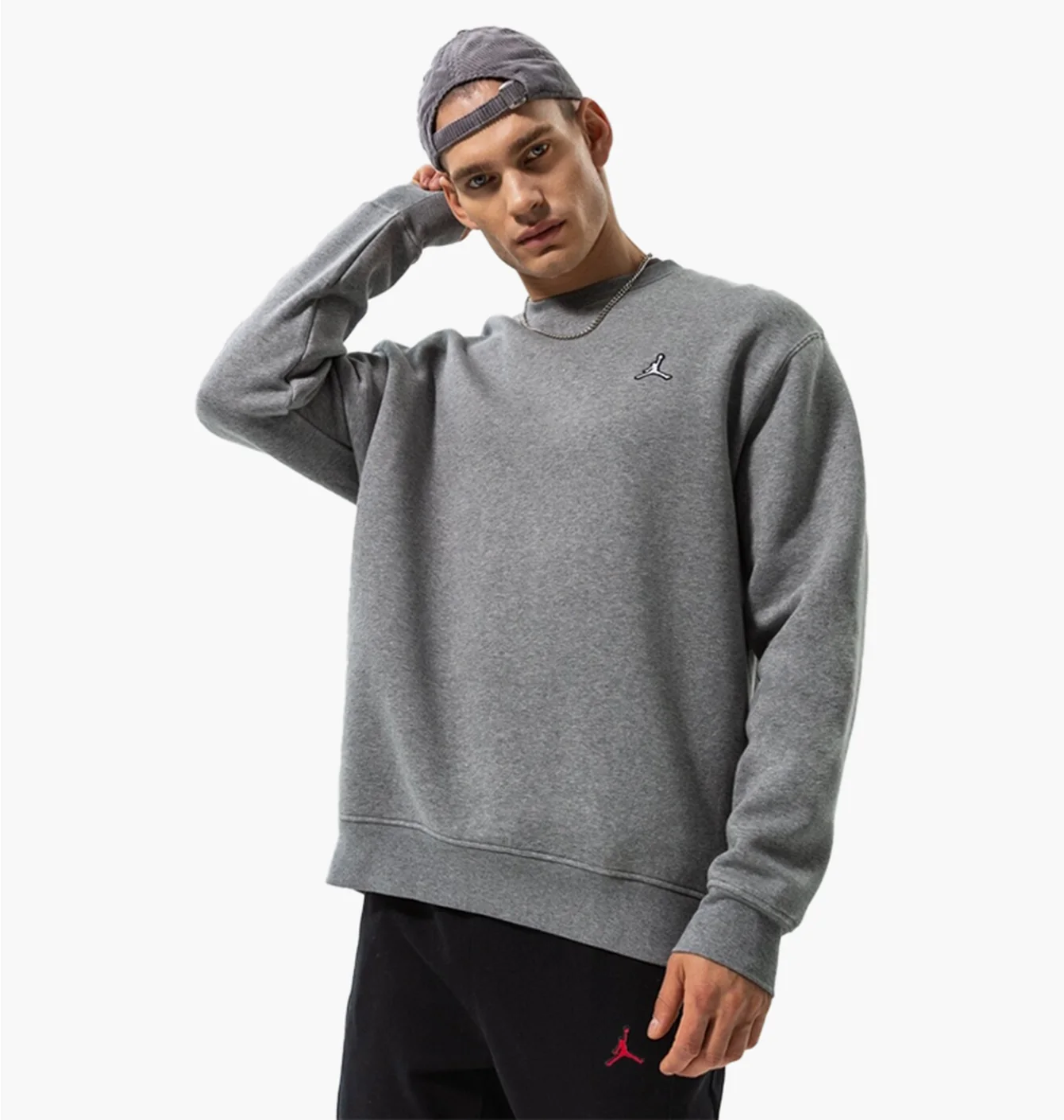 Світшот чоловічий Air Jordan M J Ess Flc Crew Grey Dq7520-091