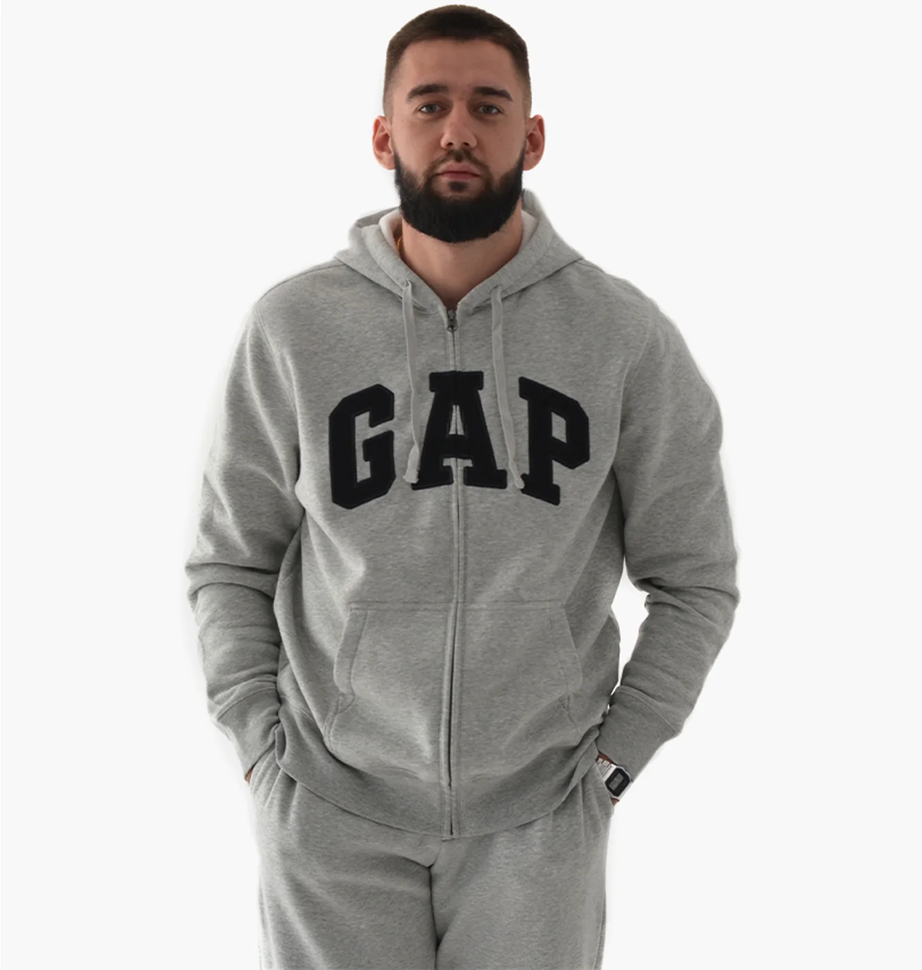 Толстовка чоловіча Gap Logo Zip Hoodie Grey 218871731