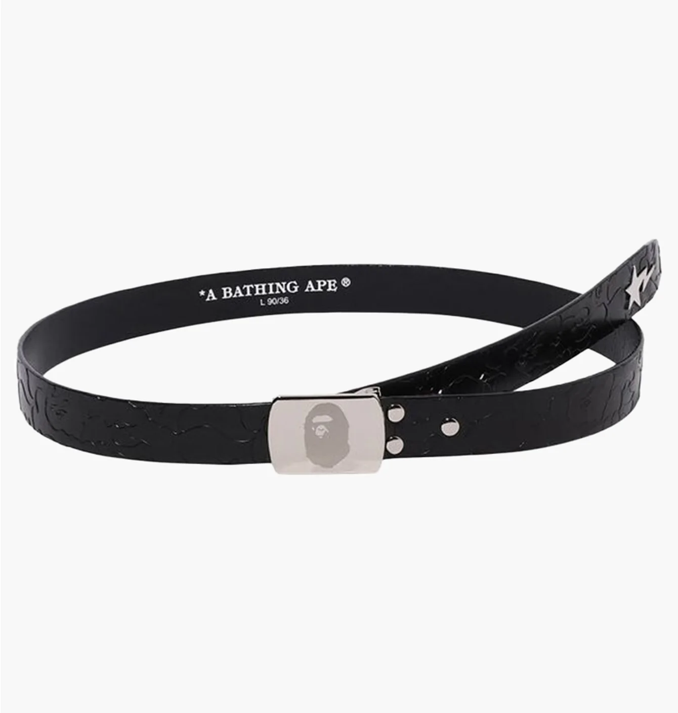 Bathing Ape Neon Camo Narrow Leather Belt - Black