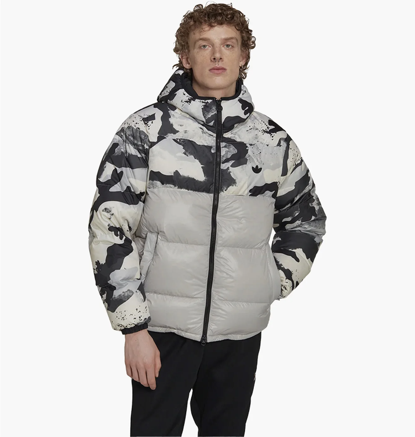 Пуховик чоловічий Adidas Down Regen Camo Hooded Puffer Jacket Grey