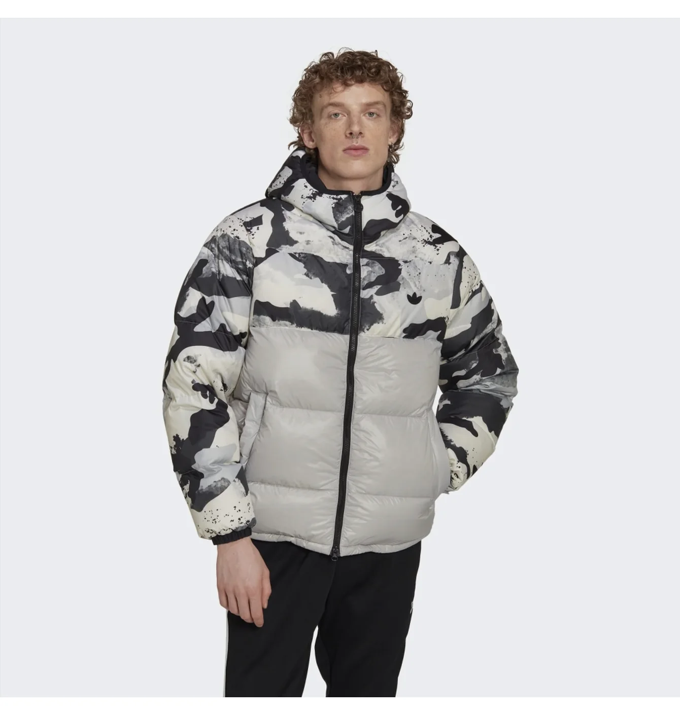 Пуховик чоловічий Adidas Down Regen Camo Hooded Puffer Jacket Grey
