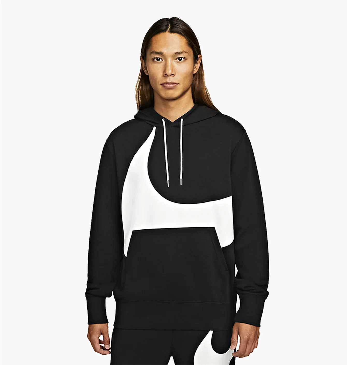 Худі Nike чорний білий свуш на грудях