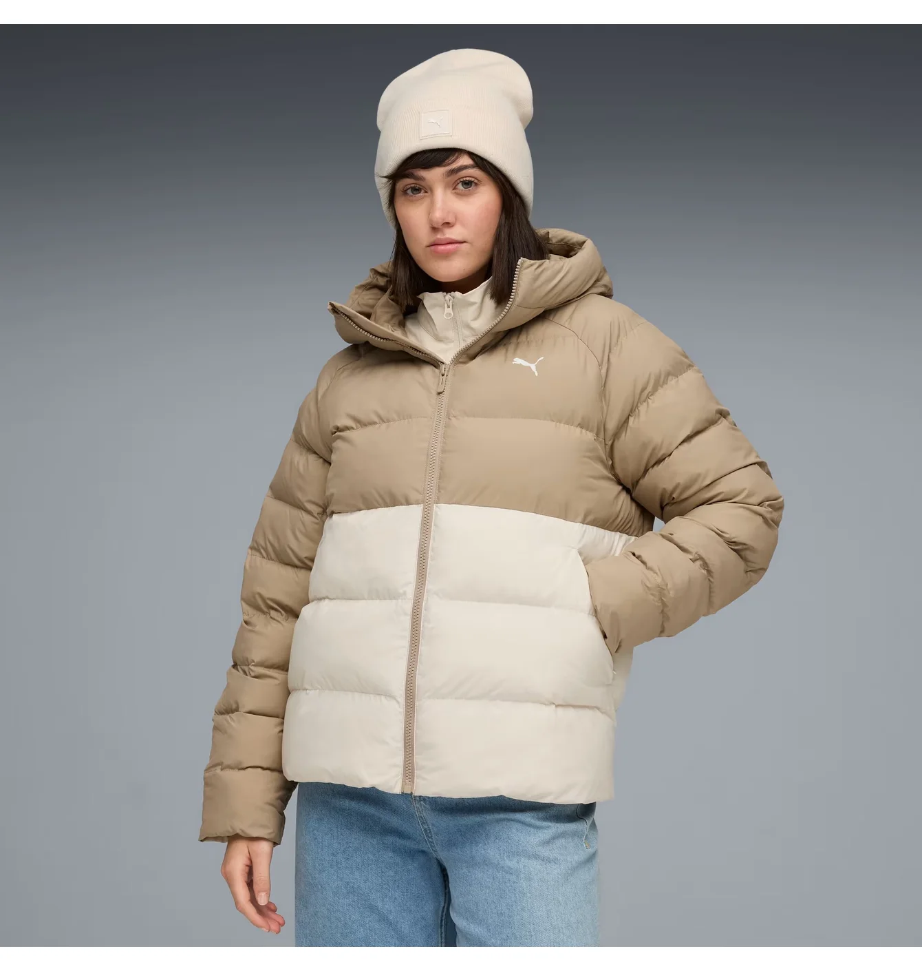 Пуховик жіночий Puma Mono Beige/White 688385-87
