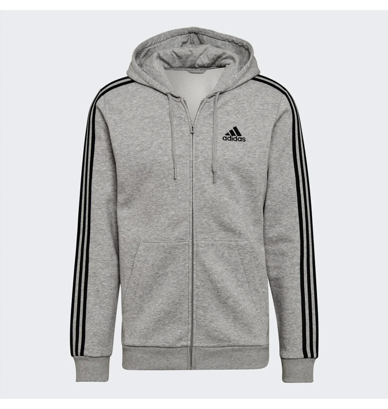 Adidas Fleece 3-Stripes Zip Hoodie  Light Grey
