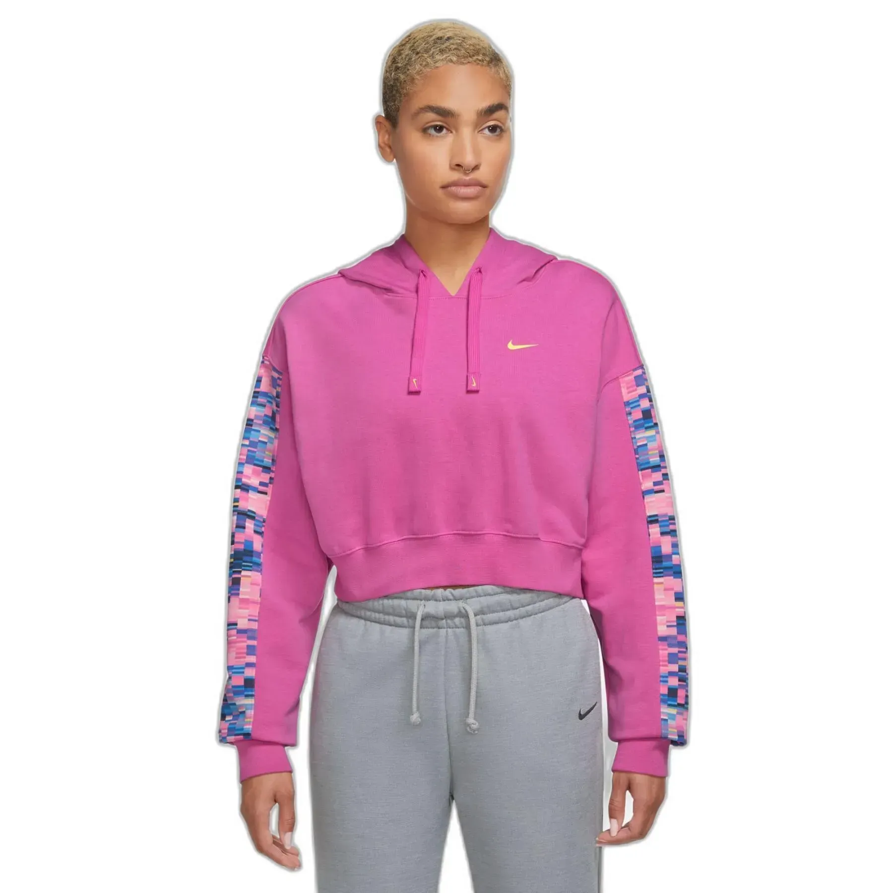 Nike Dri-Fit Gt Fit Hoodie Pro Allover Print Kadın Pembe Sweatshirt