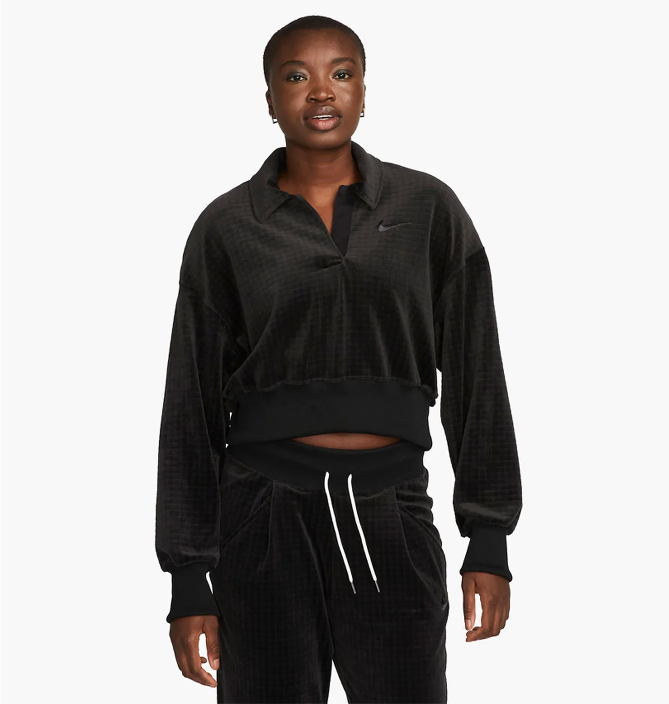 NIKE SPORTSWEAR VELOUR POLO BLACK