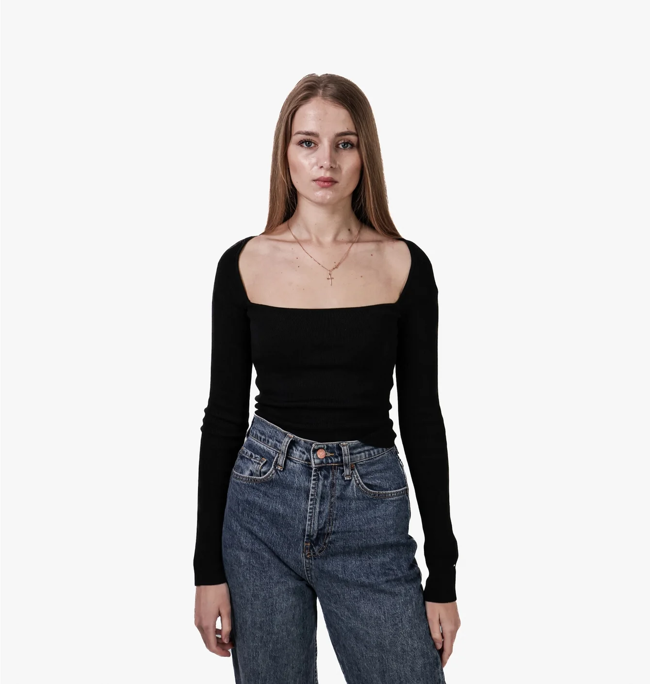 Топ жіночий H&M Square-Neck Crop Top Black 1189031002