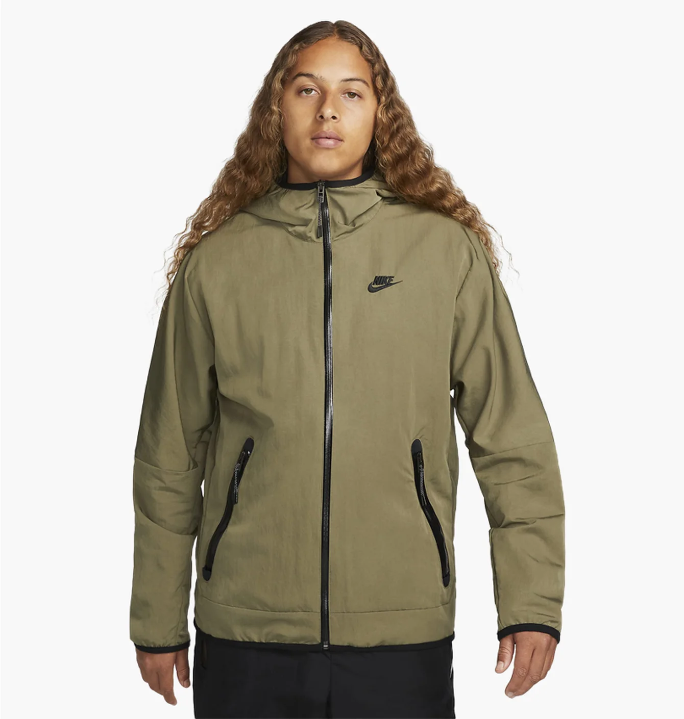 Nike Sportswear Tech Woven Full-Zip Lined Hooded Jacket Olive