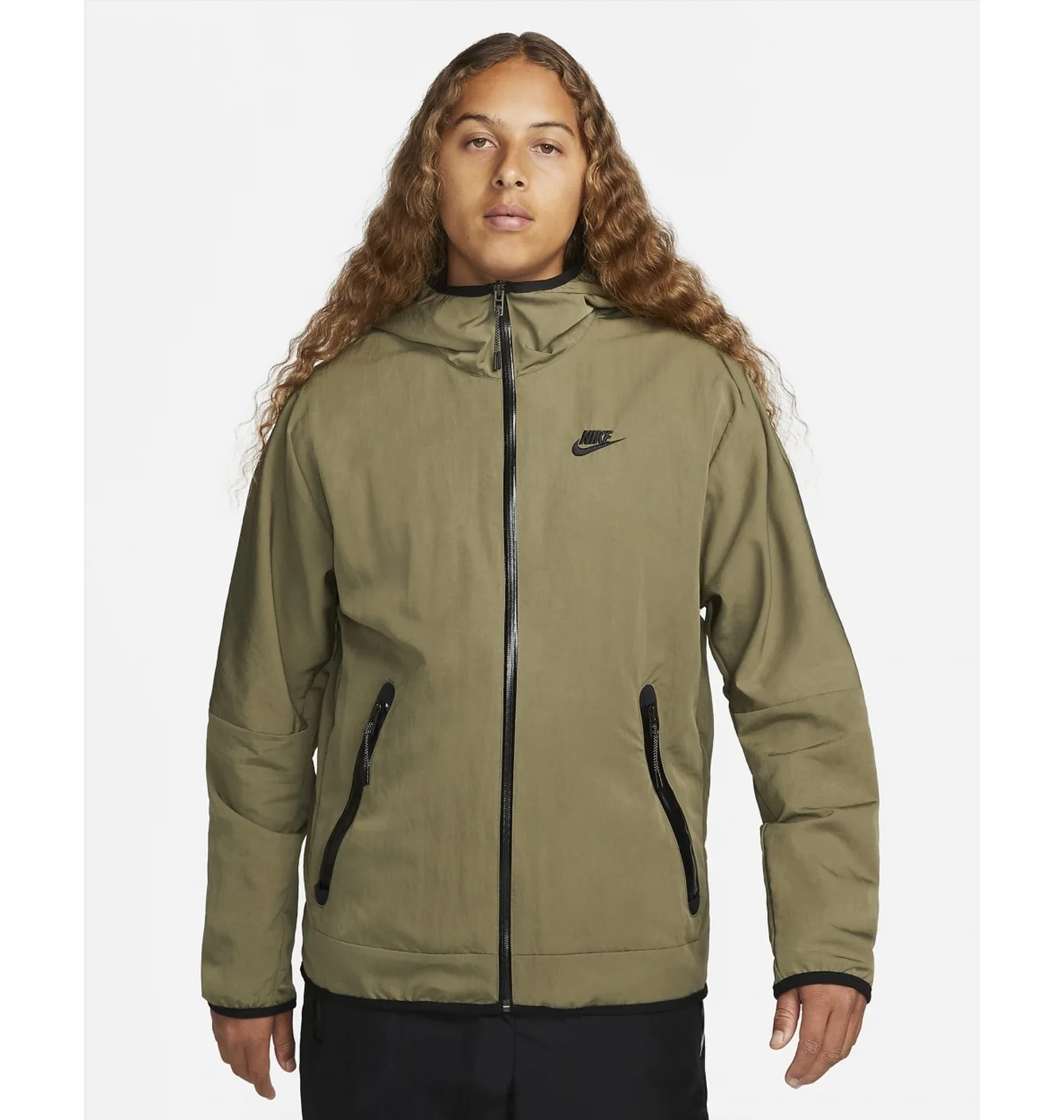 Nike Sportswear Tech Woven Full-Zip Lined Hooded Jacket Olive
