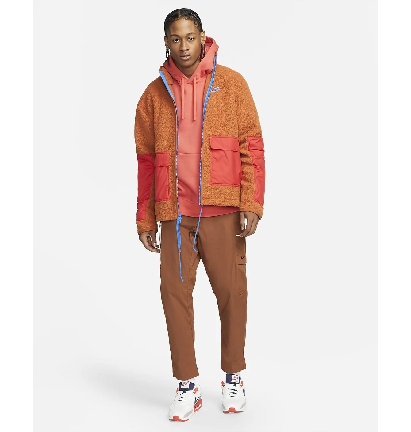 Nike Mens Fleece Full-Zip Jacket Orange