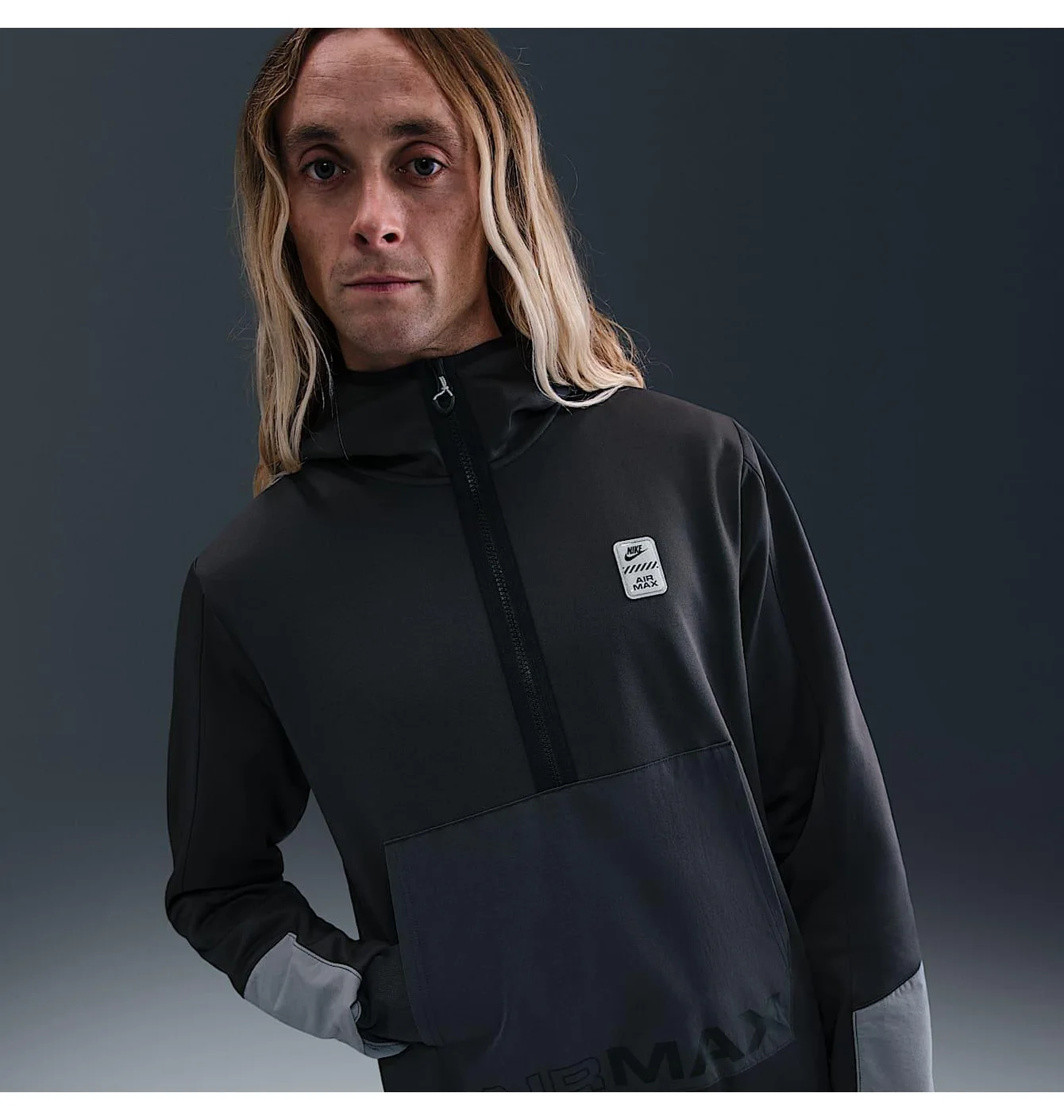 Кофта чоловіча Nike Sportswear Air Max MenS Poly-Knit 1/2-Zip Fleece Hoodie Black IF0396-060