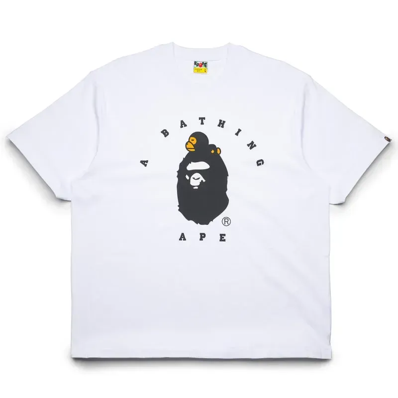 Bape White Milo College Relaxed Fit Tee