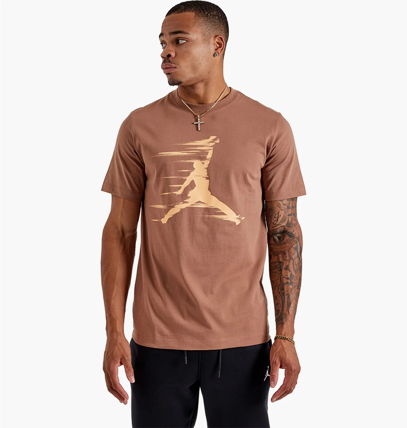 Jordan M J MVP JM SS CREW ARCHAEO BROWNColor=BROWN;Size=MED
