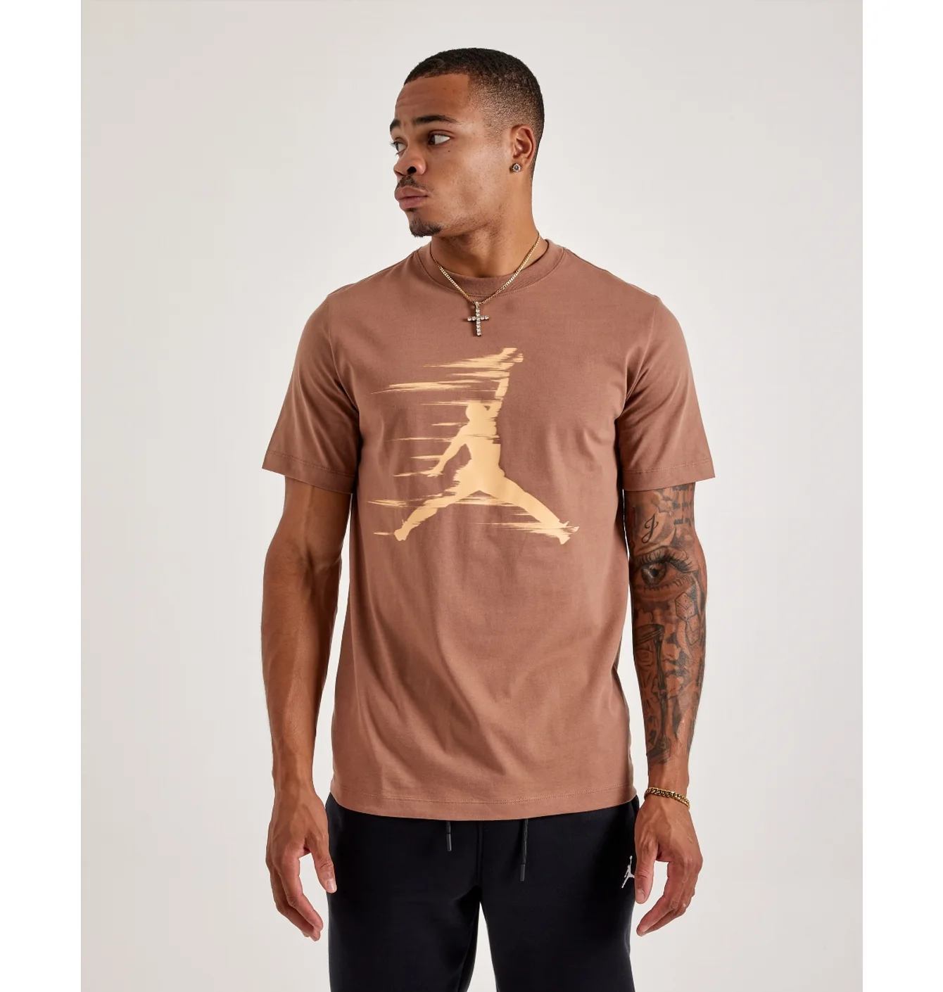 Jordan M J MVP JM SS CREW ARCHAEO BROWNColor=BROWN;Size=MED