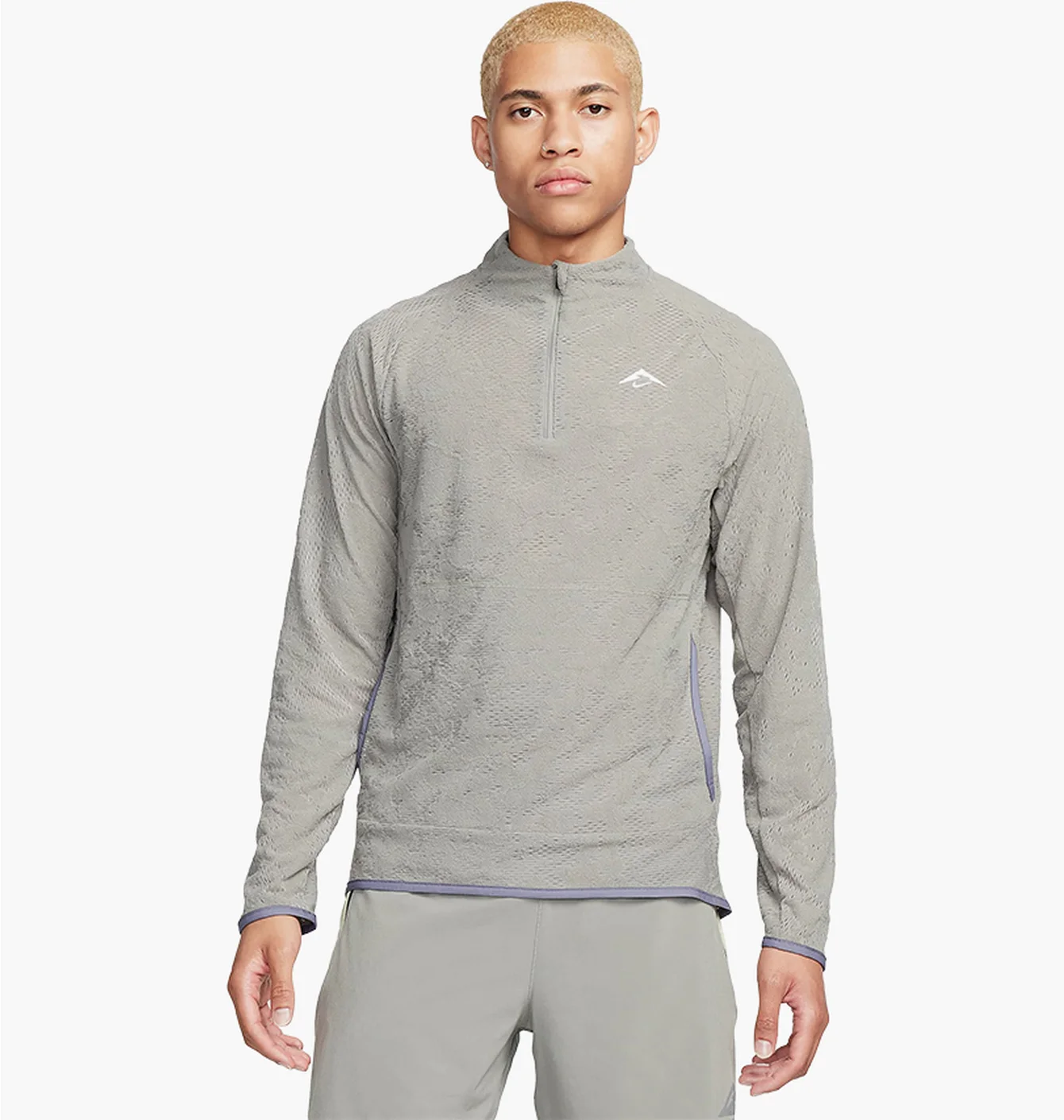 NIKE TRAIL DRI-FIT 1/2 ZIP RUNNING TOP GREY