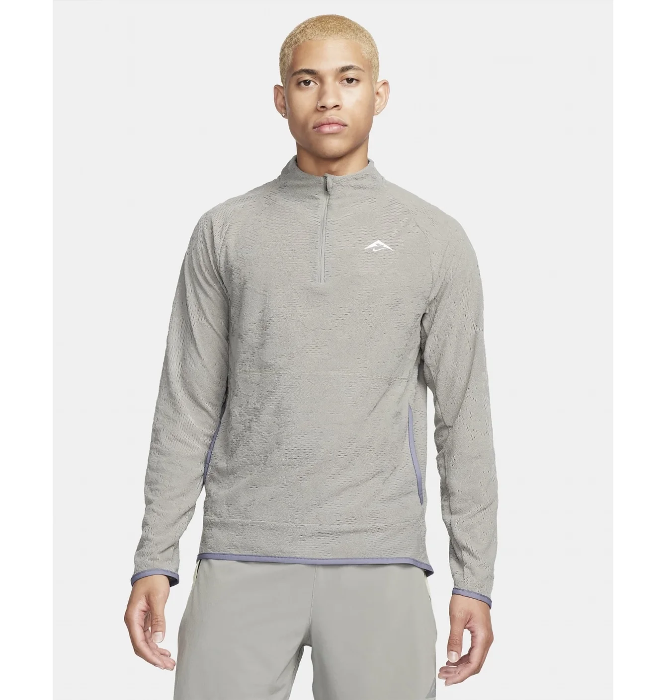 NIKE TRAIL DRI-FIT 1/2 ZIP RUNNING TOP GREY