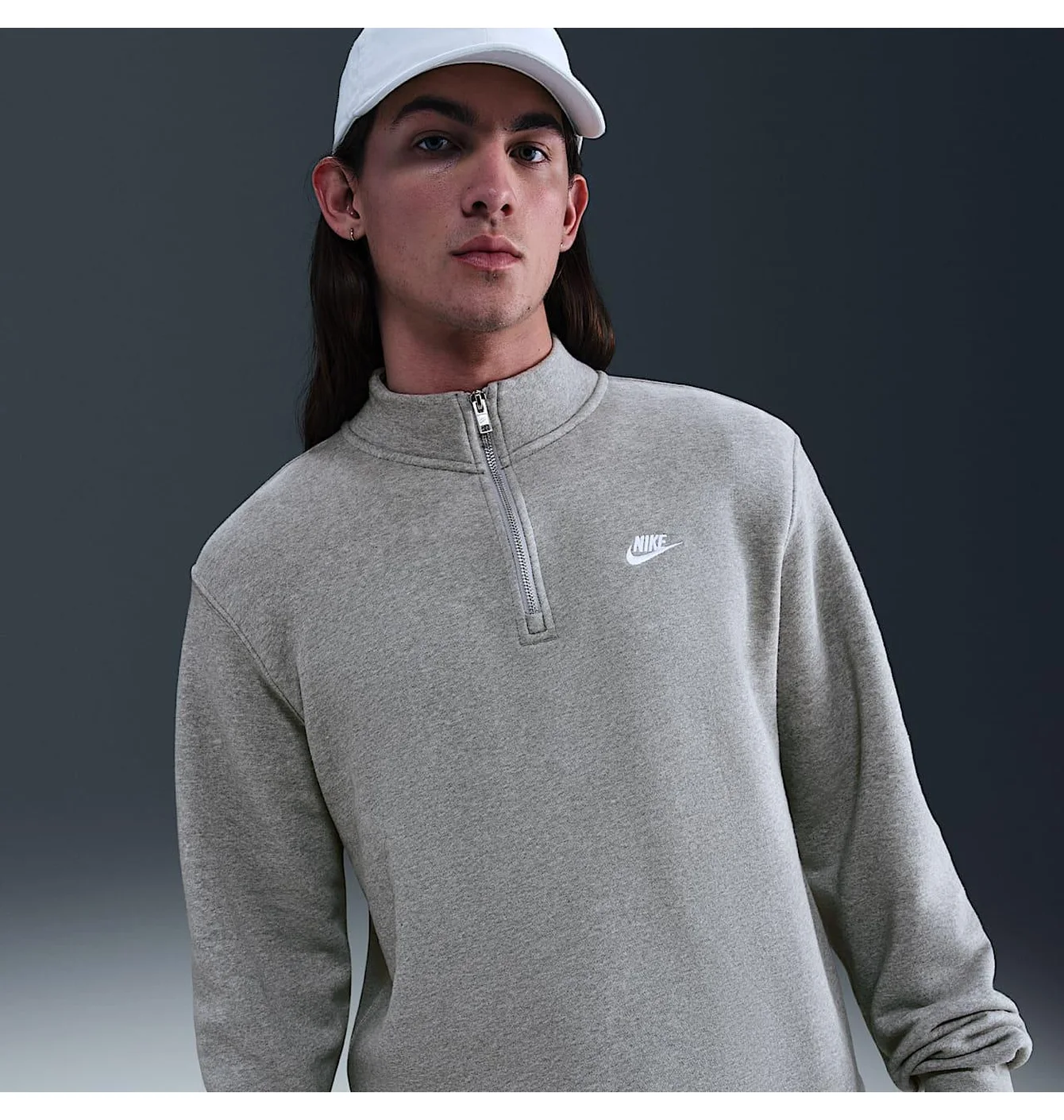 Nike Club Basket Ball Half-Zip Top Dark Grey Heather/Light Smoke Grey/White