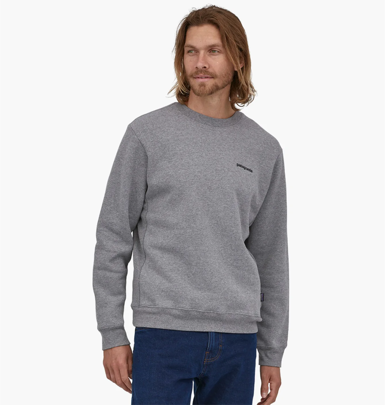 Patagonia Fitz Roy Icon Uprisal Crew Sweatshirt Gravel Heather