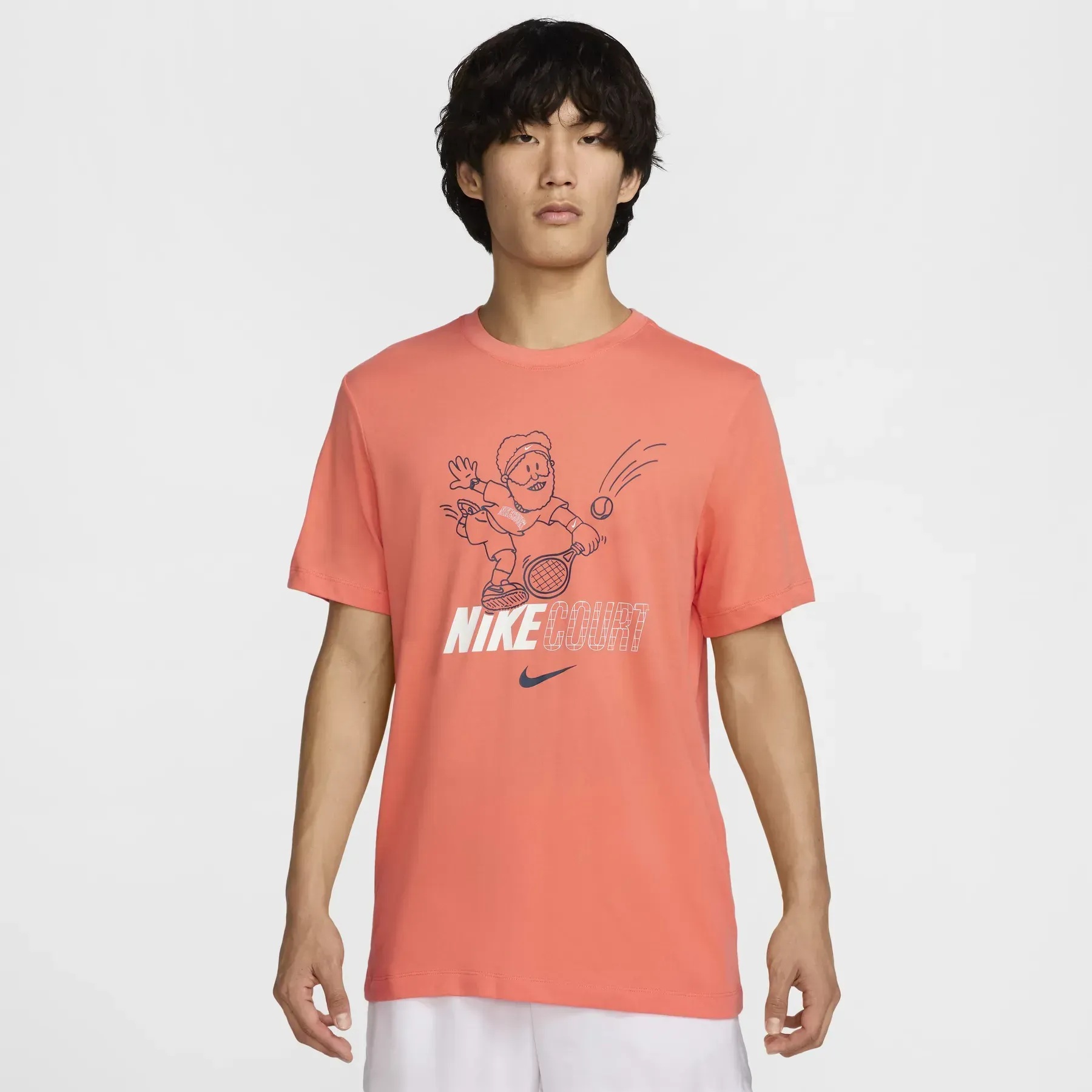 Nike Court Dri Fit Tee Shirt Mens Light Wild Mango