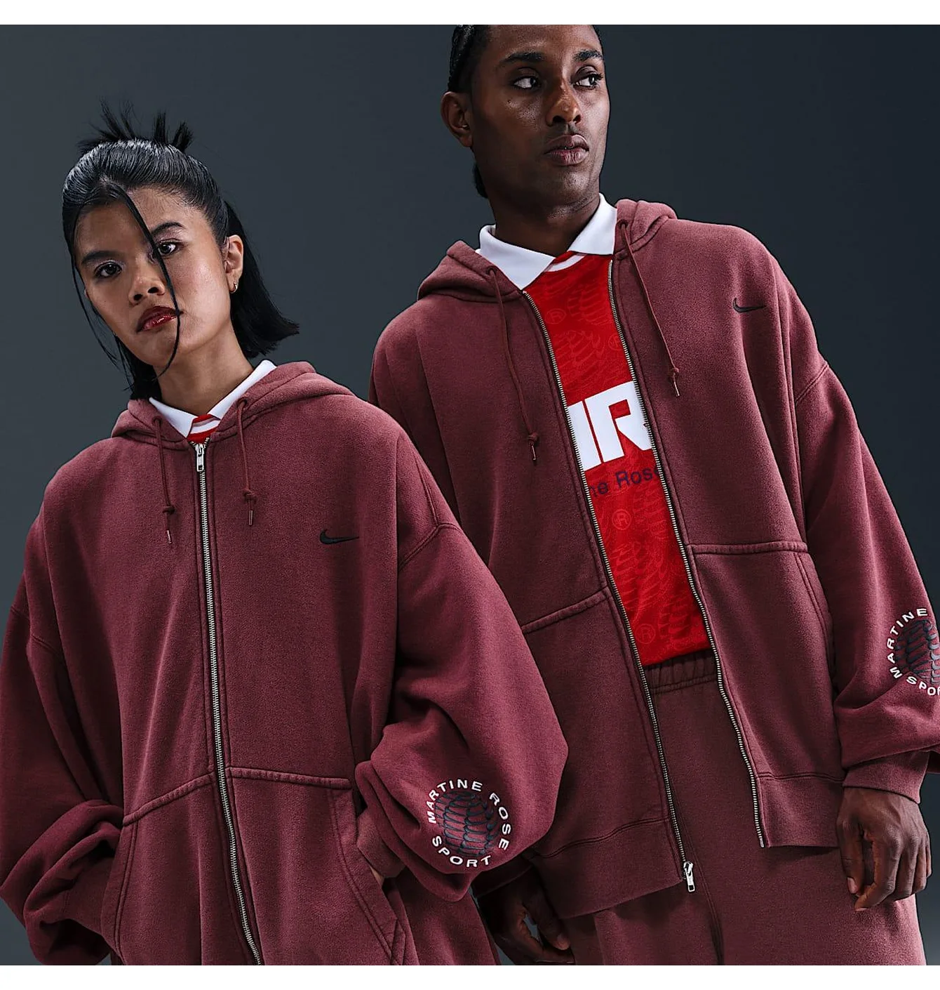 Толстовка Nike x Martine Rose Full-Zip Hoodie 'Team Crimson'