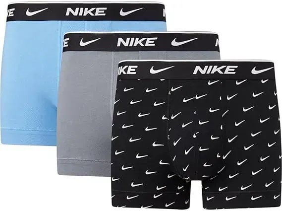 Боксерки Nike Everyday Cotton Stretch trunks 3 pack in black with graffiti wasitband