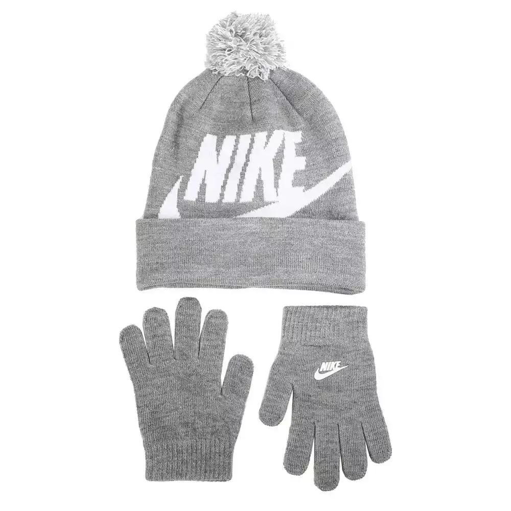 Шапка Nike Kids Dark Grey Heather Swoosh Beanie & Gloves Set (9A2695-042)