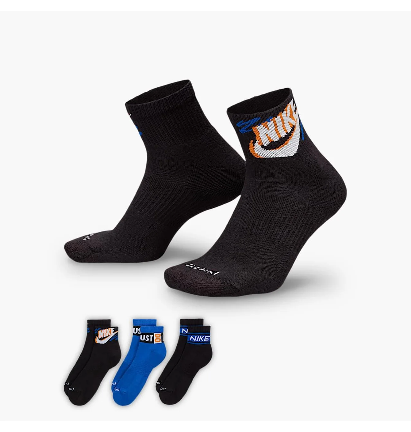 Шкарпетки Nike Everyday Plus Ankle (3 шт) Black/Blue HJ9378-902