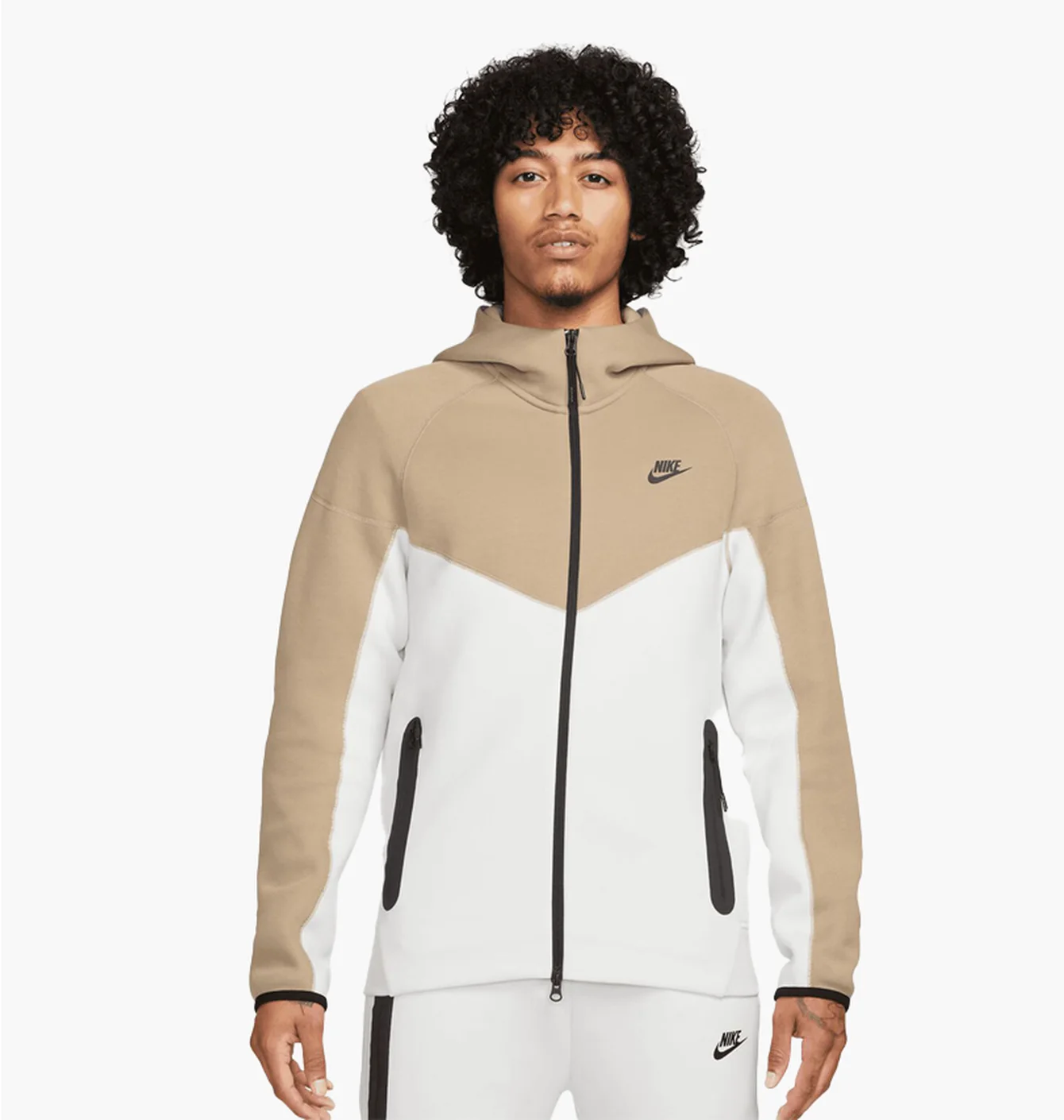 Толстовка Nike Sportswear Tech Fleece Windrunner Full-Zip Hoodie Beige-white
