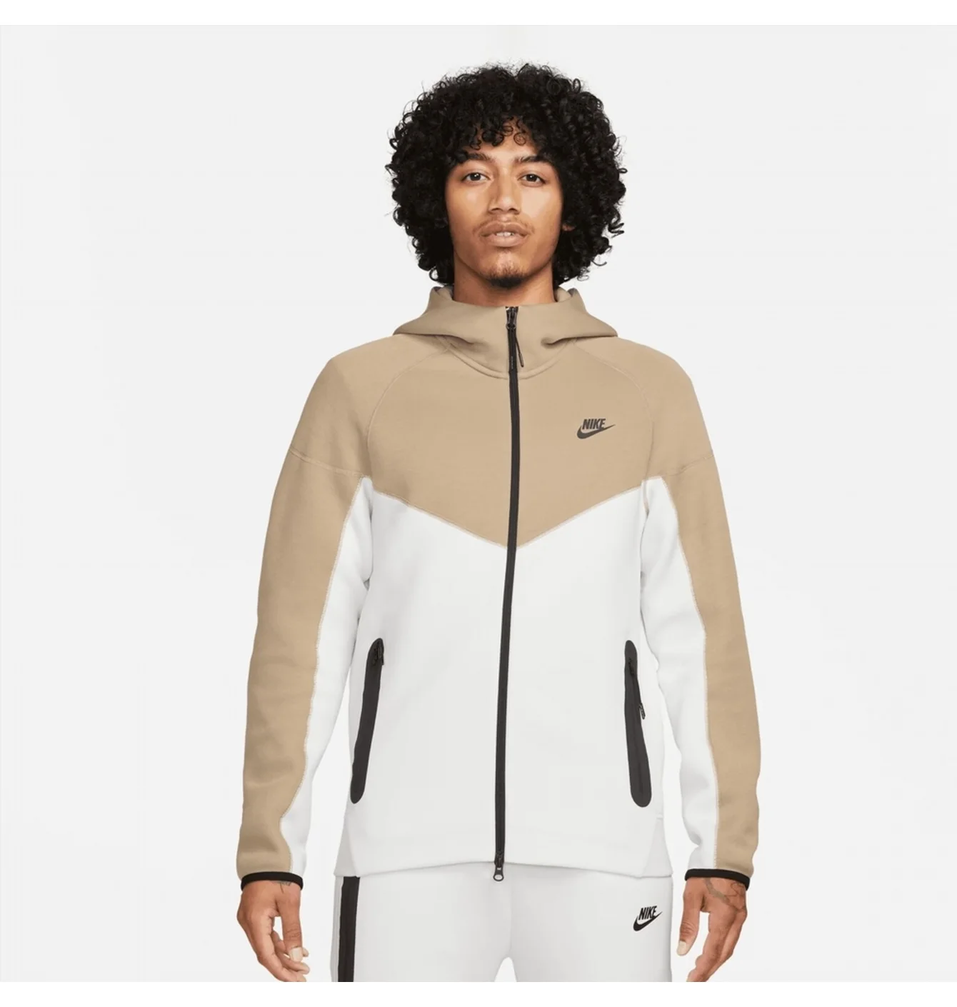 Толстовка Nike Sportswear Tech Fleece Windrunner Full-Zip Hoodie Beige-white