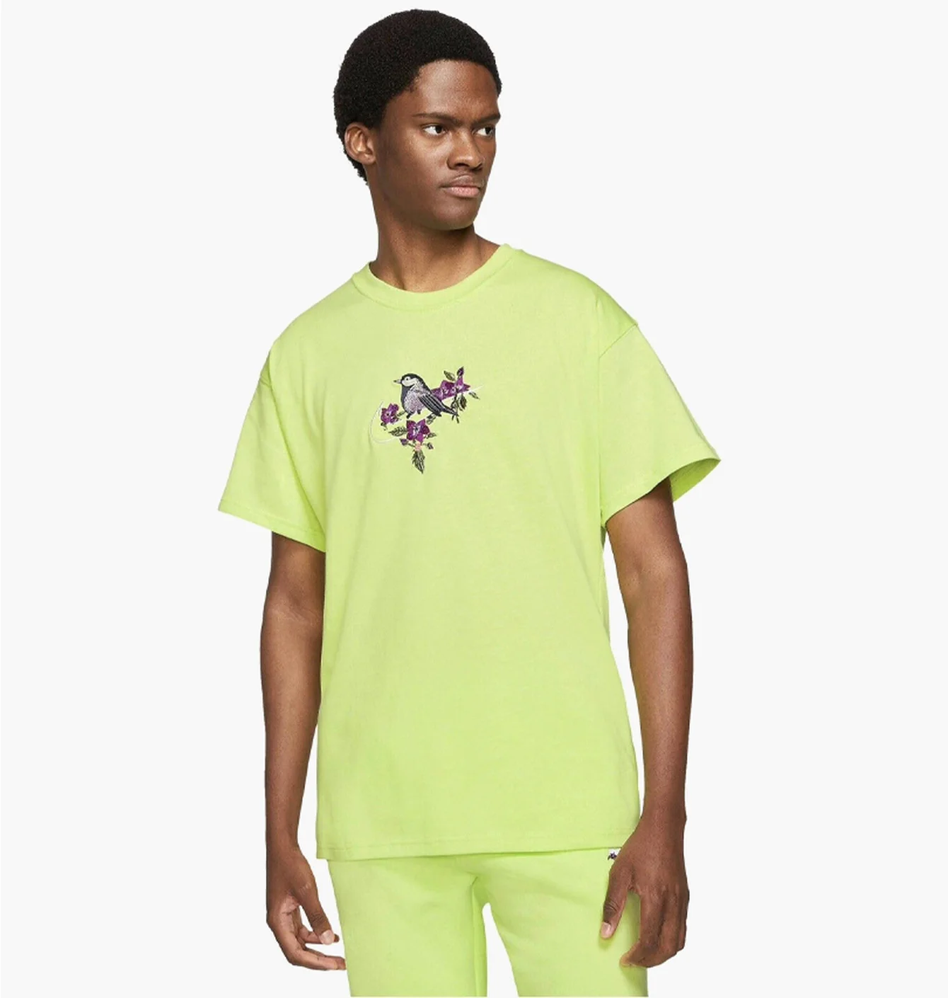 NIKE AIR Max 90 Embroidered T-Shirt Casual Comfort Lime Green