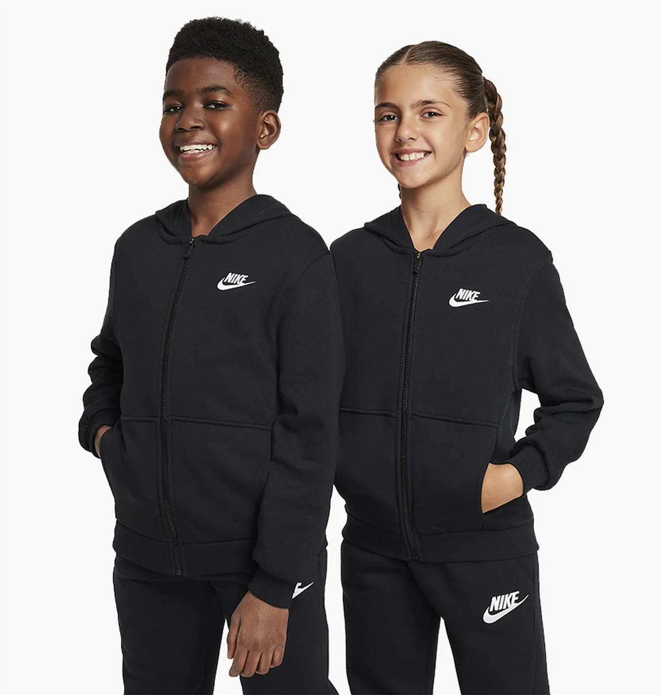 Толстовка дитяча Nike Club Fleece Older French Terry Full-Zip Hoodie Black FD3017-010
