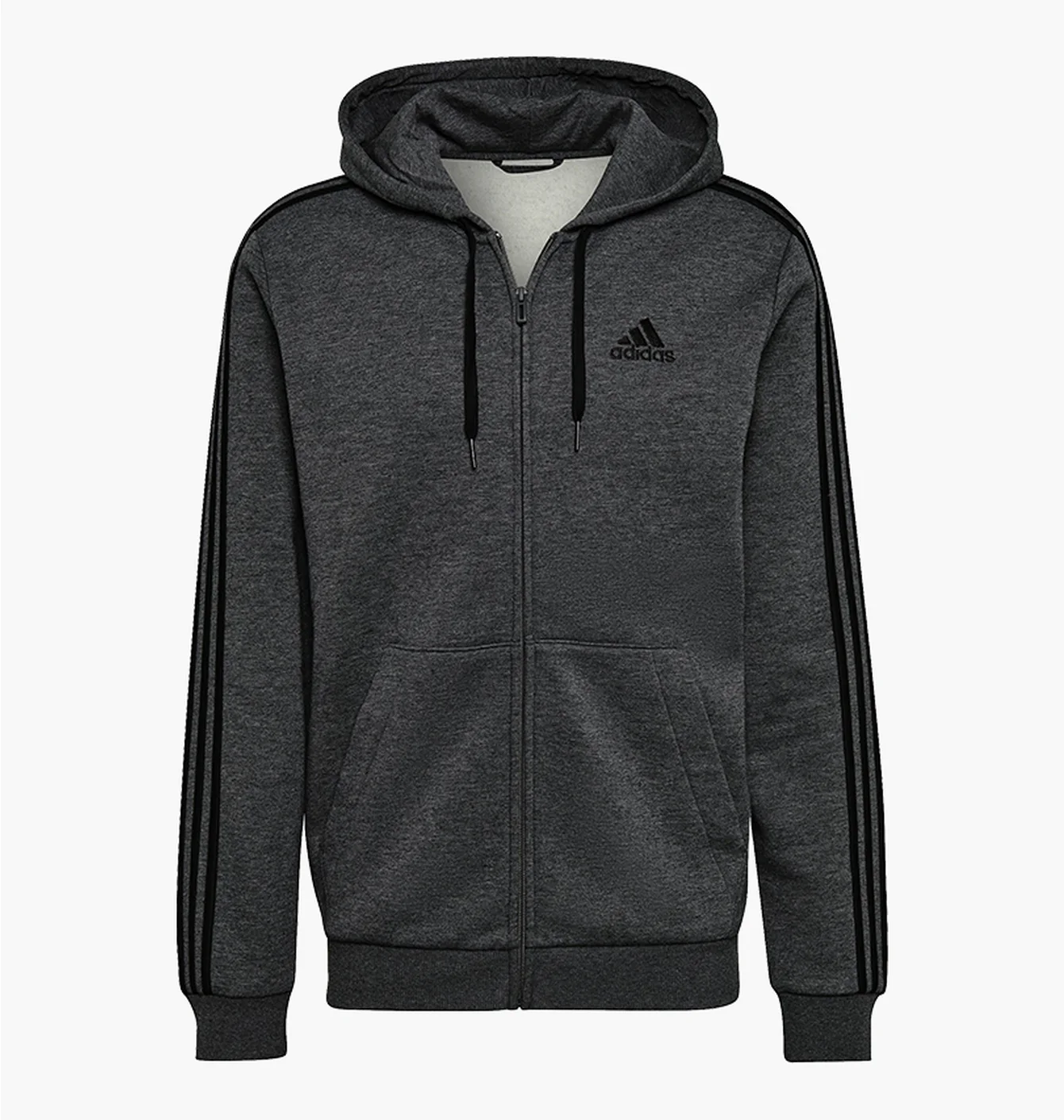 Adidas Fleece 3-Stripes Zip Hoodie Grey