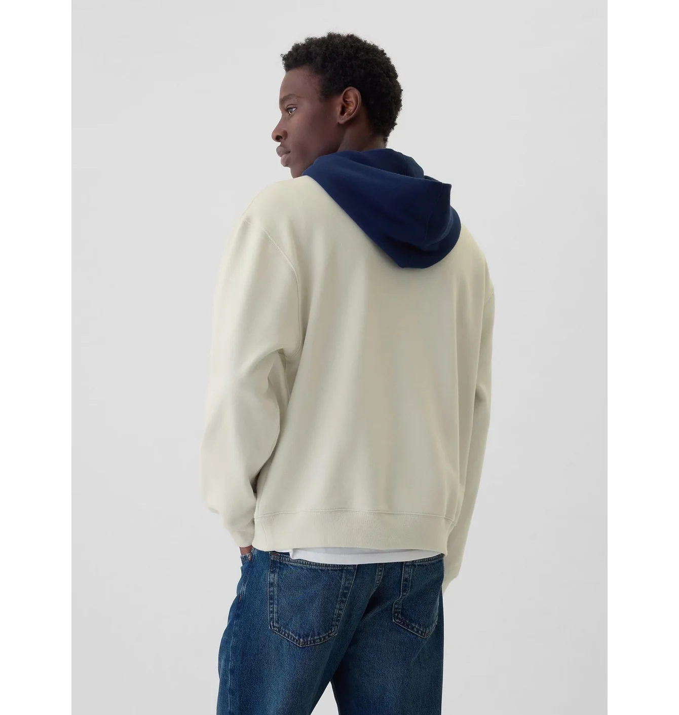 Cream Heavyweight Colourblock Varsity Logo Hoodie