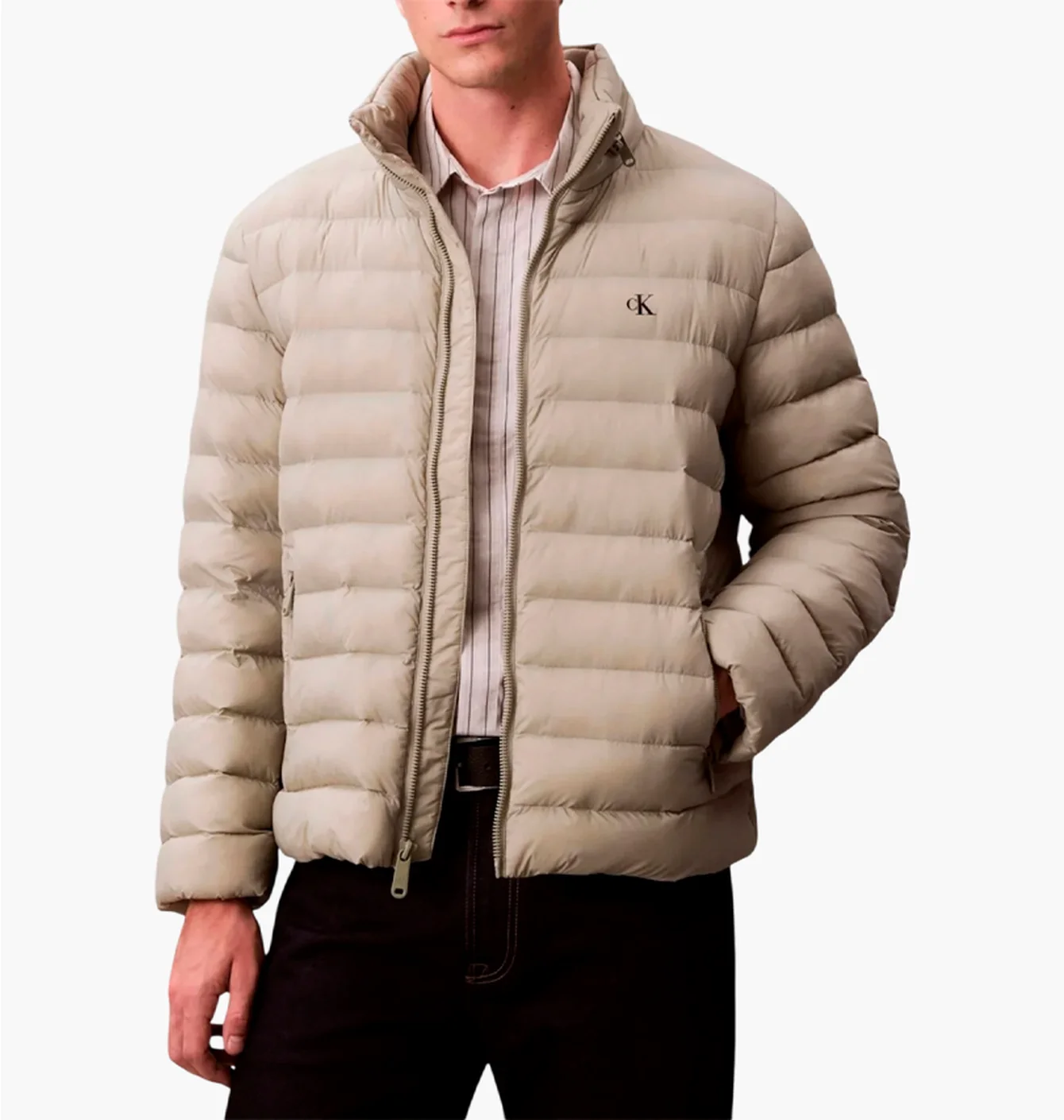 Куртка чоловіча Calvin Klein Removable Hood Puffer Beige LV04RC511G2GB