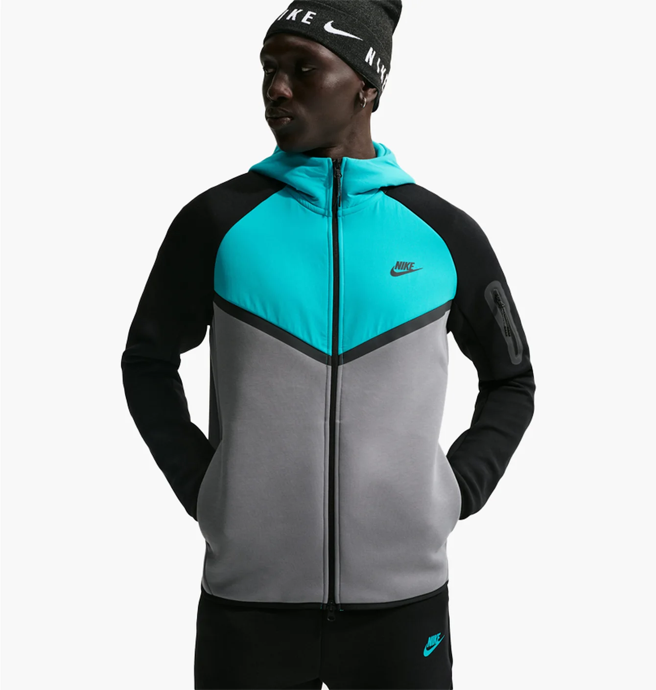 Толстовка чоловіча Nike Tech Fleece Windrunner Full-Zip Grey/Turquoise IH4302-084