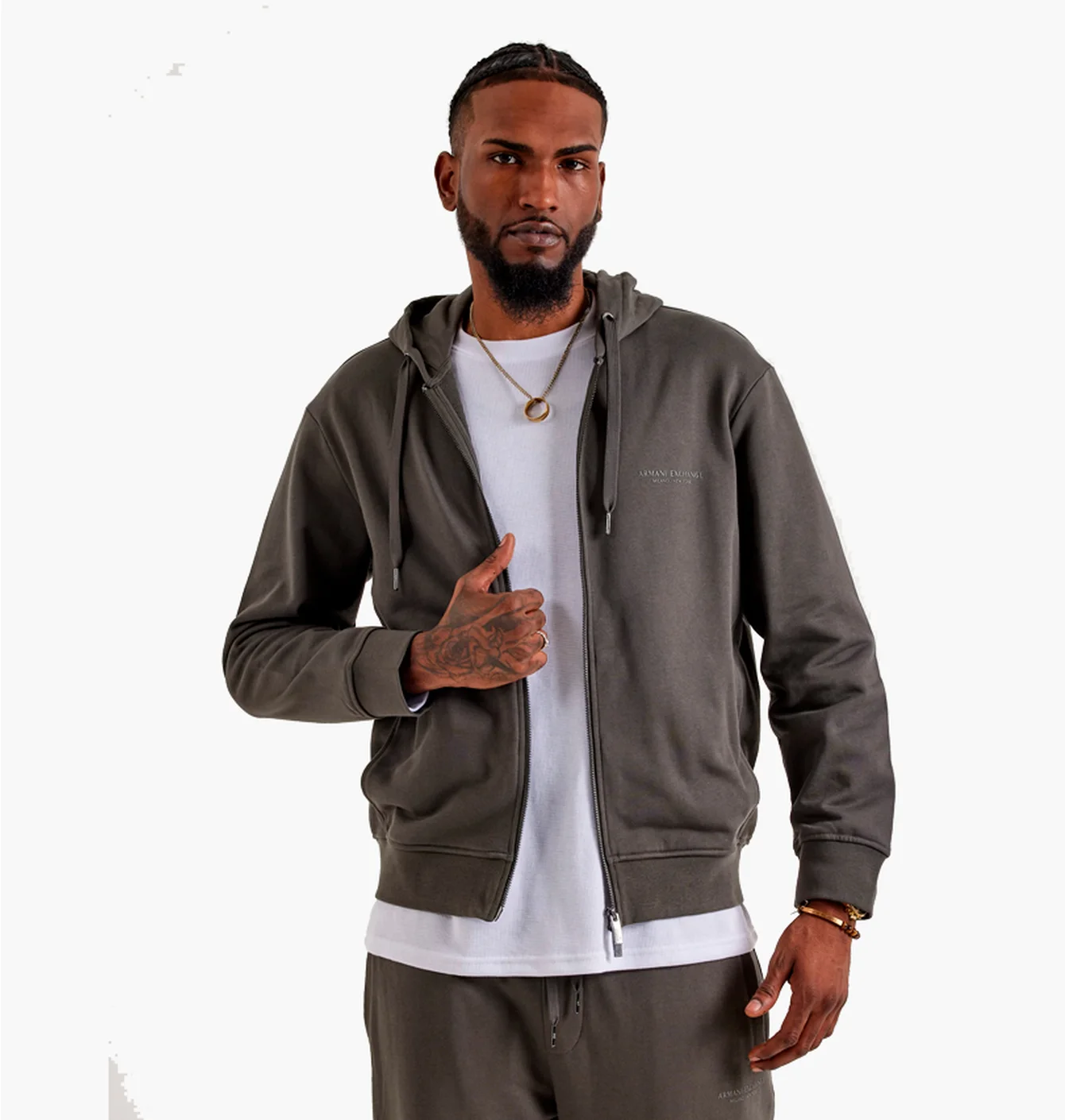 Толстовка чоловіча Armani Exchange Updated Milano Logo Fleece Full-Zip Grey XM001293AF20934U8144