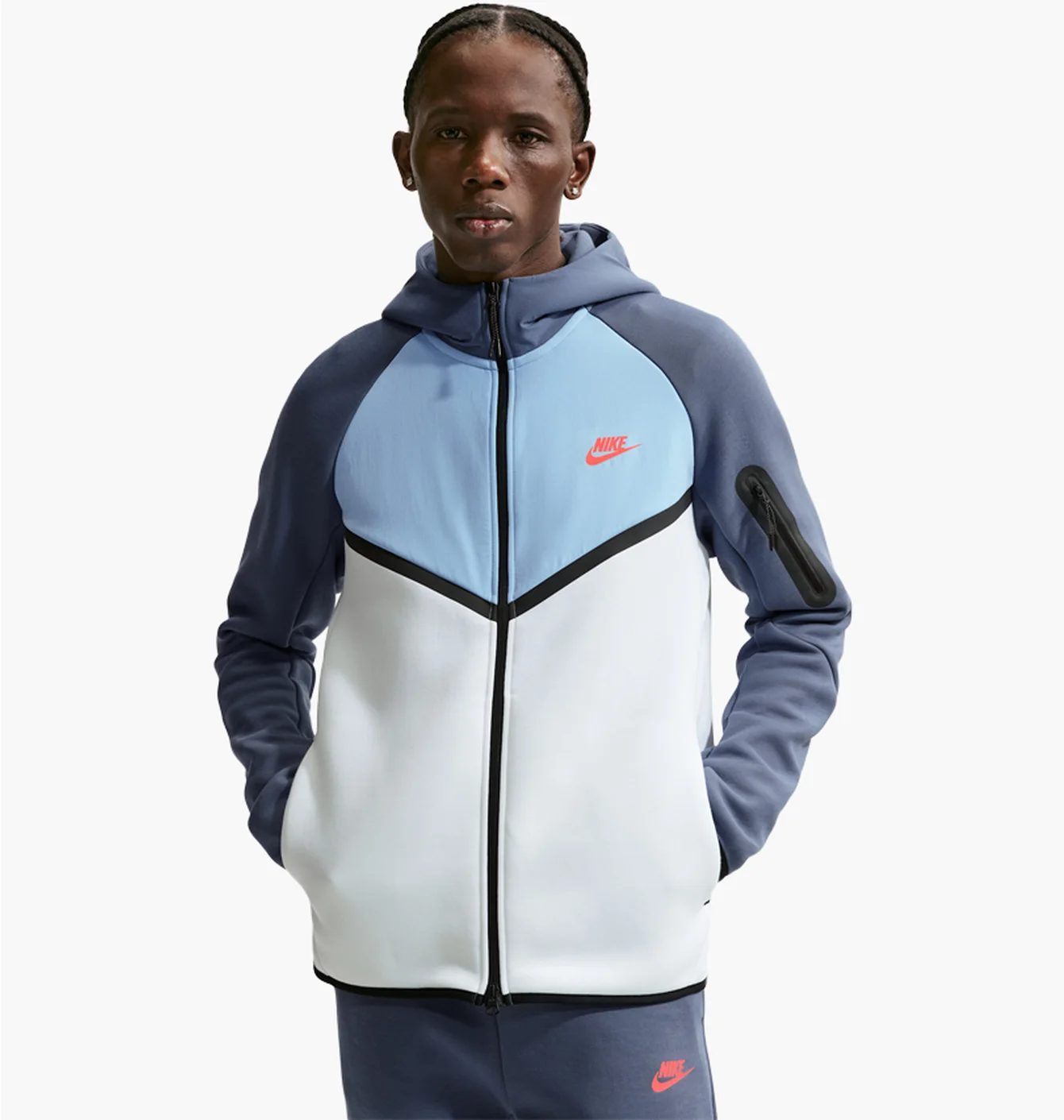 Толстовка чоловіча Nike Tech Fleece Windrunner Full-Zip White/Blue IH4302-100