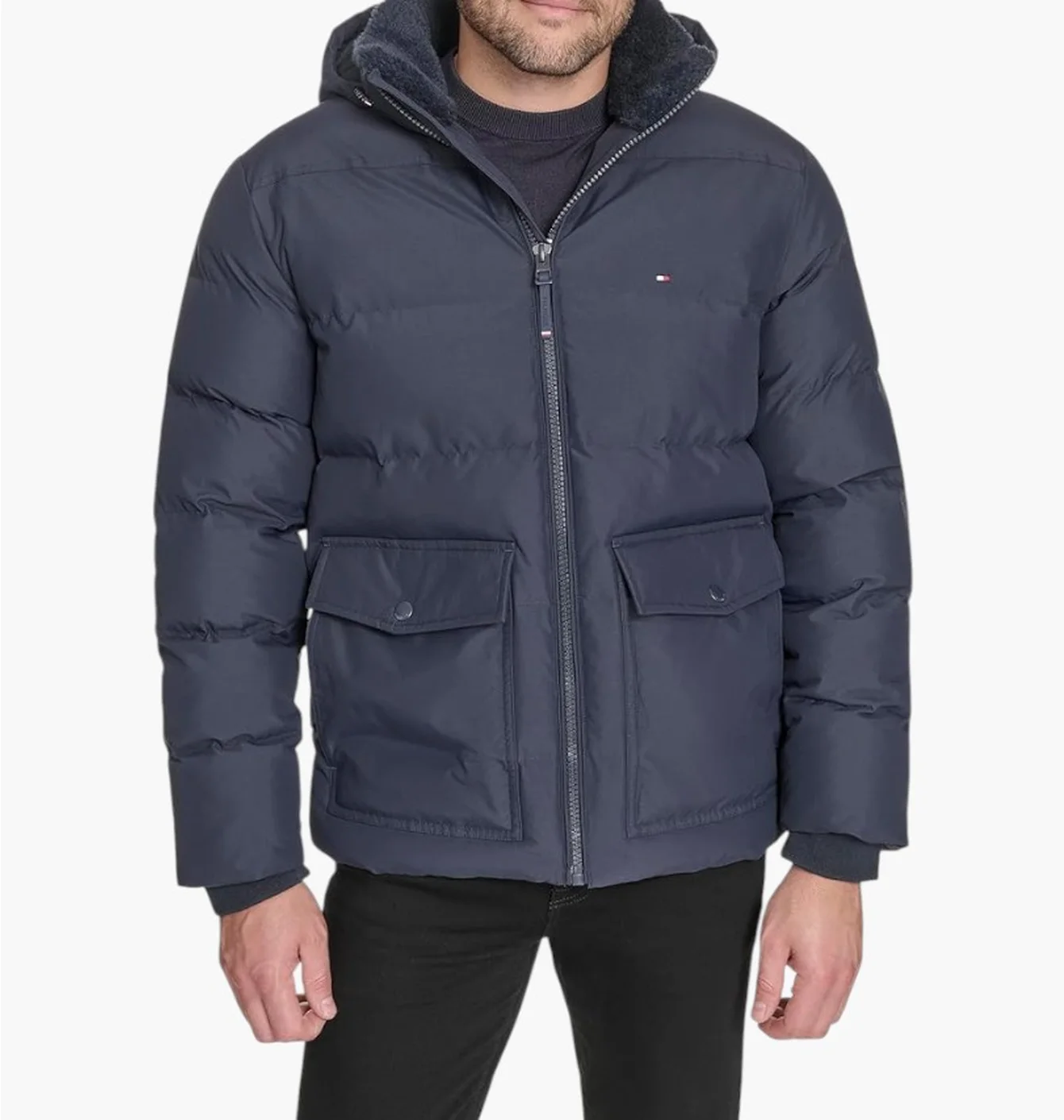 Пуховик чоловічий Tommy Hilfiger Hooded Puffer With Patch Blue 155AP179-NVY
