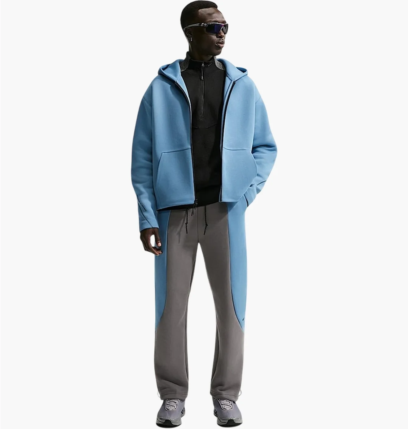 Штани чоловічі Nike Tech Color-Block Open-Hem Fleece Grey/Blue IF1323-015