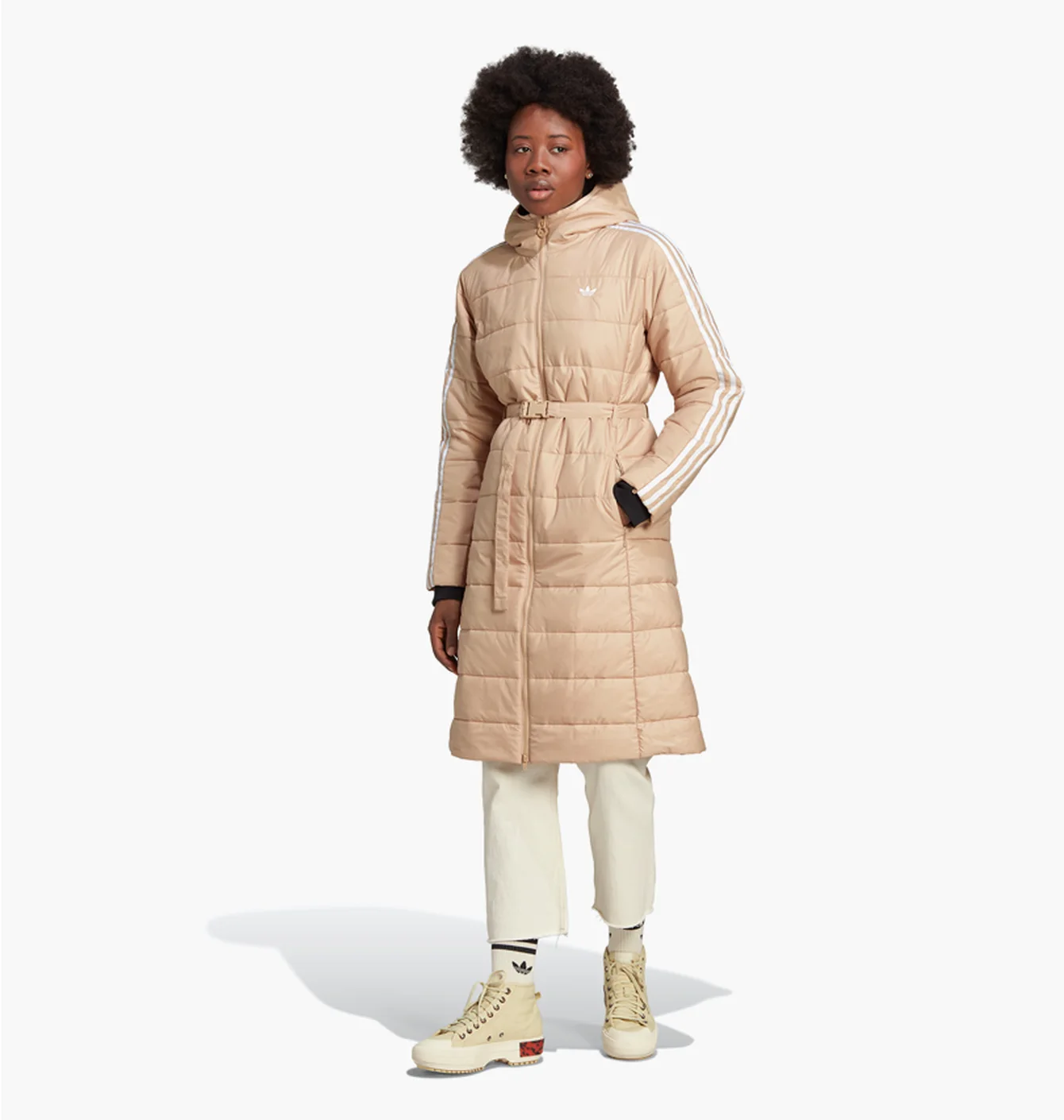 Парка жіноча Adidas Hooded Premium Long Slim Jacket Beige Hk5252