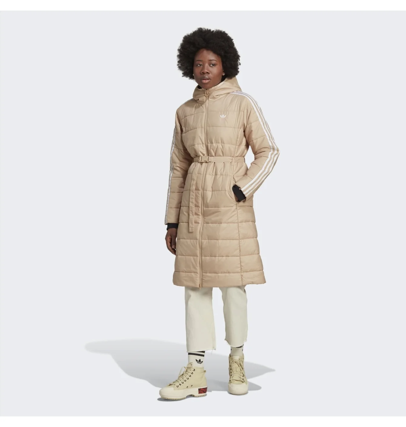 Парка жіноча Adidas Hooded Premium Long Slim Jacket Beige Hk5252
