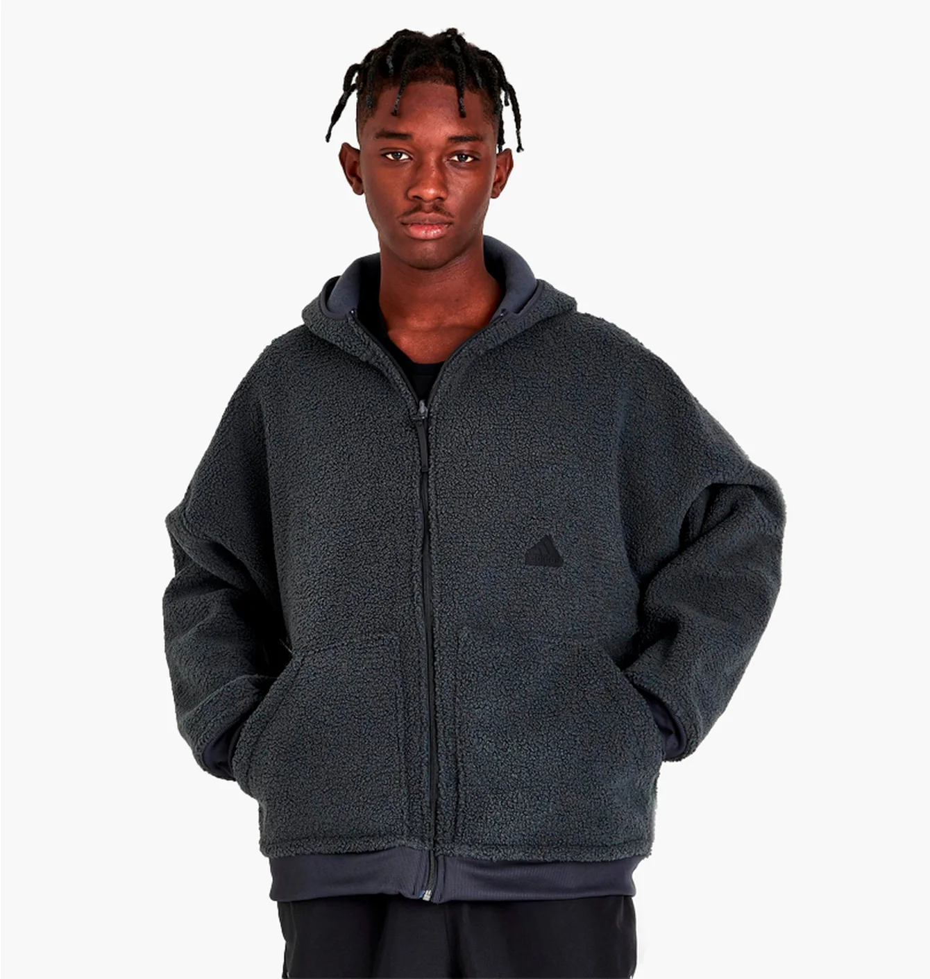 Зіп Кофта Adidas Sherpa (чорна)