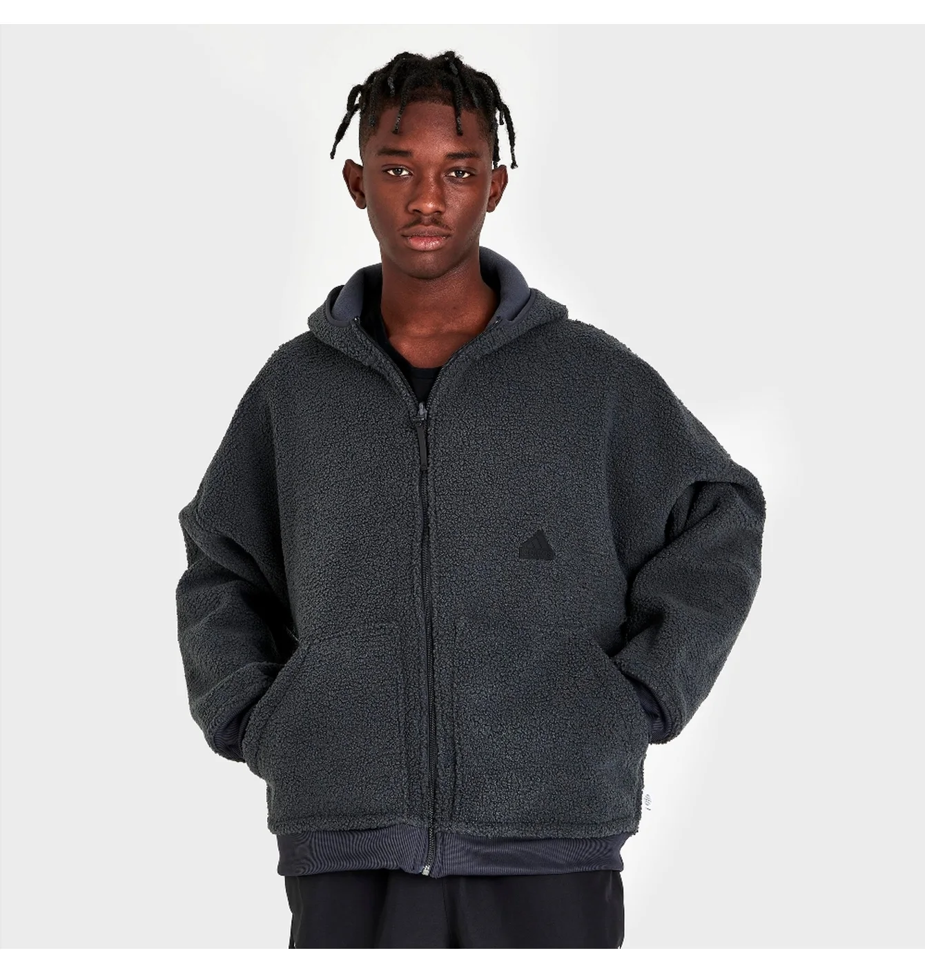 Зіп Кофта Adidas Sherpa (чорна)
