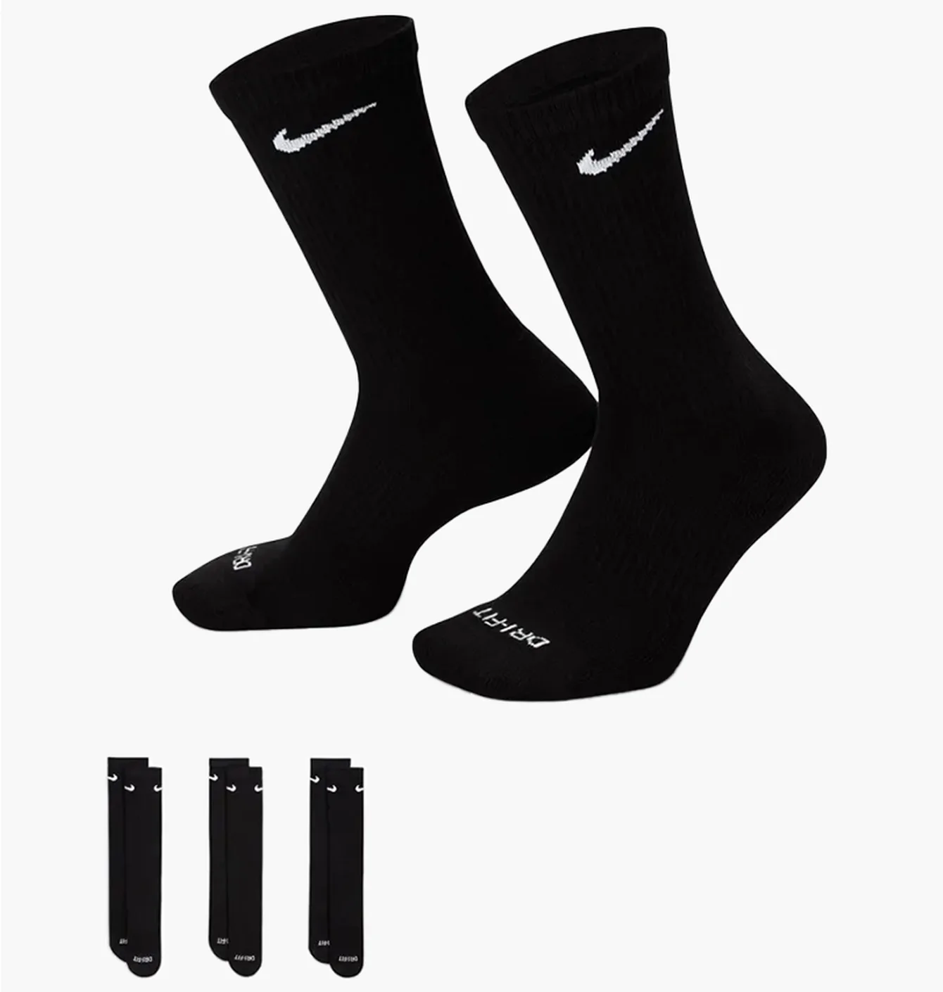 Шкарпетки унісекс Nike Evry Plus Cush Crew Black (3 пари) SX6888-010